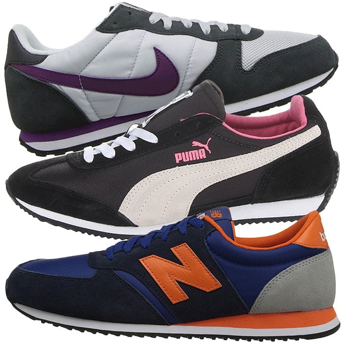 Cool retro sneakers from Nike, Puma, and New Balance, perfect for adding a vintage touch to your look