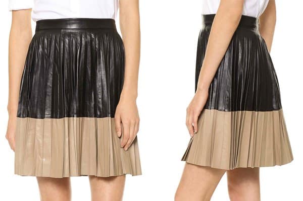 Robert Rodriguez Pleated Leather Skirt