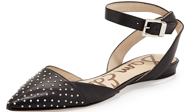 Sam Edelman "Brina" Studded Slingback Flats in Black