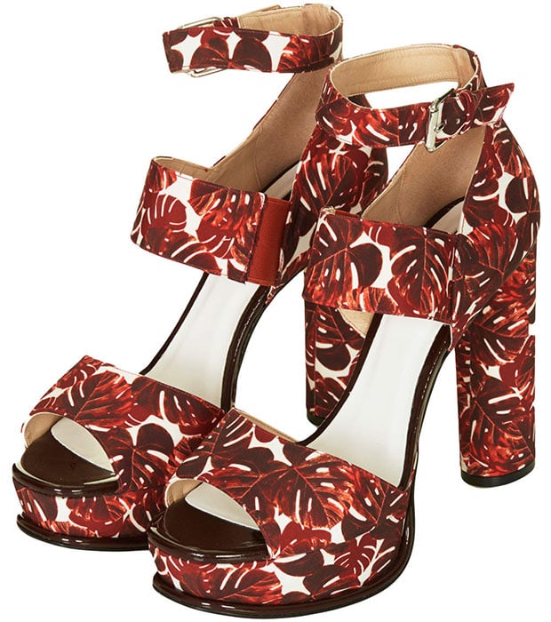 Topshop "Loha" Printed Sandals in Red