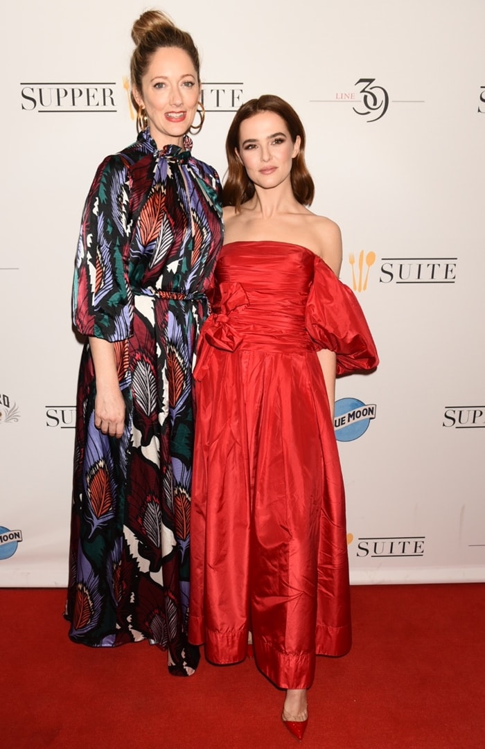 Actress/producer Zoey Deutch and actress Judy Greer attend the premiere for "Buffaloed"