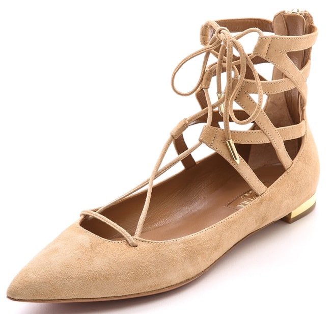 Aquazzura "Belgravia" Lace-Up Flats