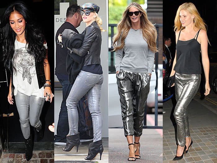 Celebrities showing how to wear metallic jeans