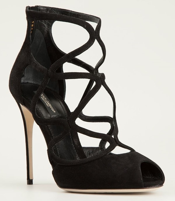 Dolce & Gabbana Caged Sandals in Black Suede