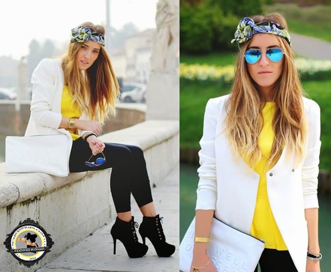 Elen Ellis from Elen Ellis elegantly pairs a rosette head wrap with a modern outfit