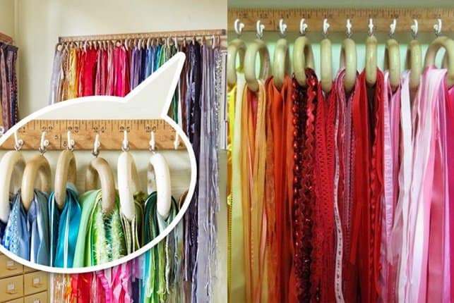 This one's a shabby chic and clever way to store your scarves and ribbons