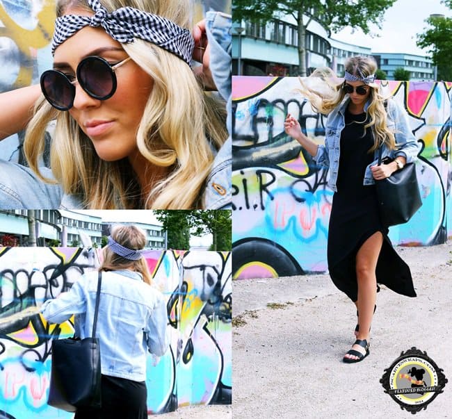 Sophie from Moda Vitae showcases a stylish bandana-inspired summer look