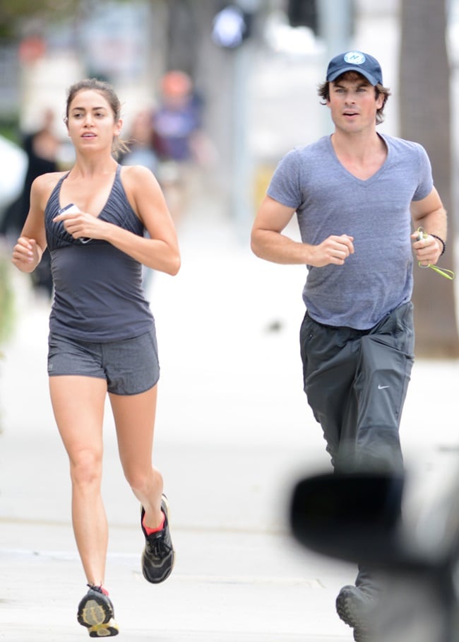 Nikki Reed and Ian Somerhalder go for a run