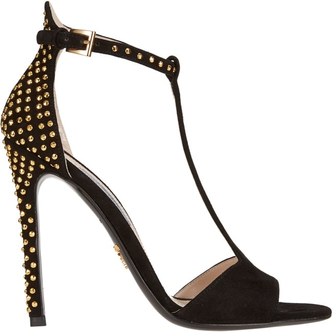 Prada Studded T-Strap Sandals