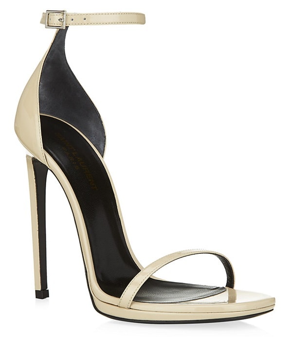 Saint Laurent Jane Sandals in Nude Patent Leather