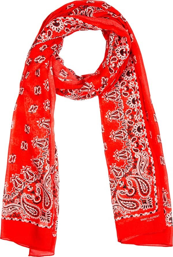 Saint Laurent Paisley Print Cashmere Scarf in Red
