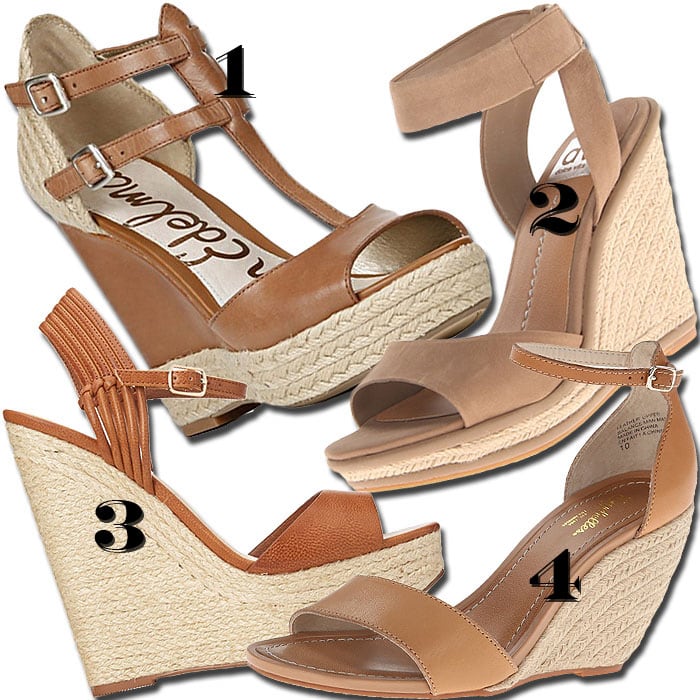 Tan espadrille wedges for women