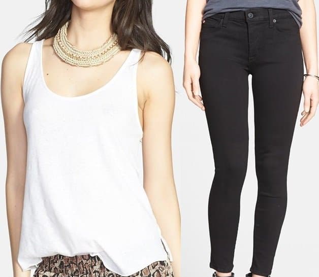 Leith Split Side Tank and Hudson Nico Mid Rise Skinny Jeans