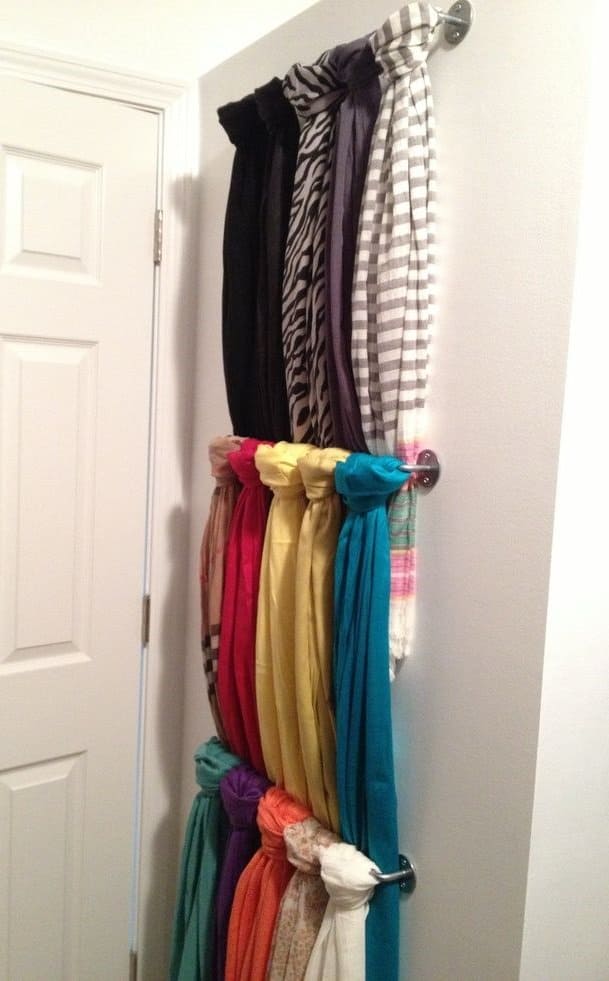 If you have a wall at home that's not being used, occupy it with your scarves