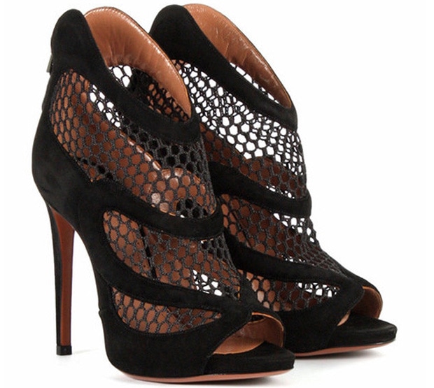 Alaia Suede-and-Mesh Ankle Boots