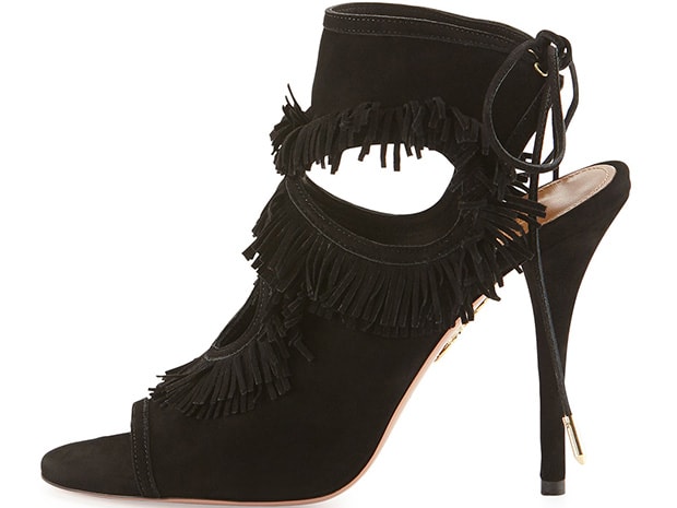 Aquazzura Sexy Fringe Suede Tie-Back Sandals