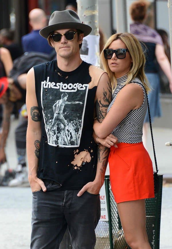 Ashley Tisdale cuddled up to future husband, Christopher French, on the streets of New York a few days ago