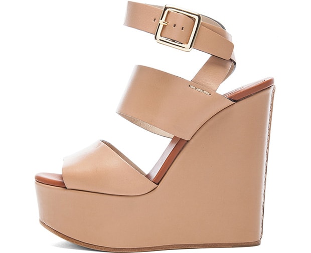 Chloe Leather Wedge Sandals