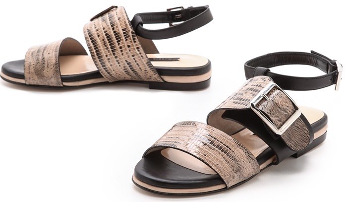 Chrissie Morris Mirta Lizard Sandals Blackbrown