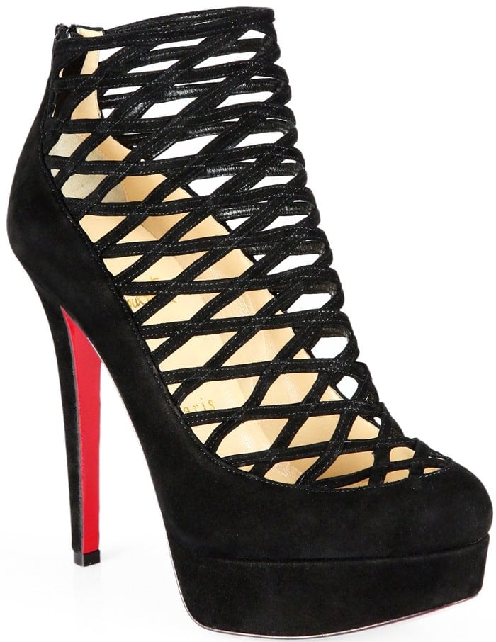 Christian Louboutin Black Berlinissimo Suede Cage Platform Ankle Boots