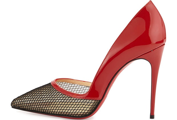 Christian Louboutin "Miluna" Patent/Fishnet Red Sole Pumps