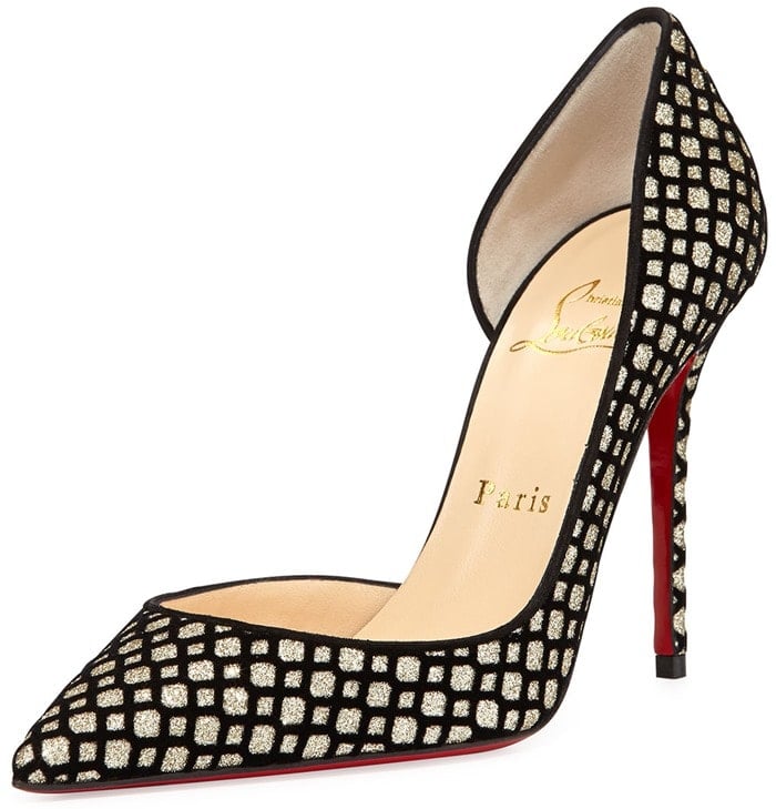 Christian Louboutin Multicolor Iriza Glittered Flocked Red Sole Pump Platineblack