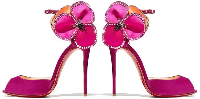 Christian Louboutin Pensamoi Satin Rose Red Sole Sandal