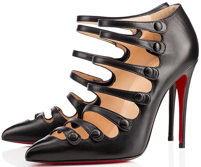 Christian Louboutin "Viennana" Strappy Pumps in Black Kid Leather