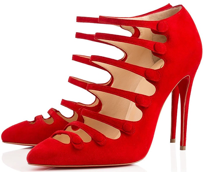 Christian Louboutin "Viennana" Strappy Pumps in Rouge de Mars Suede