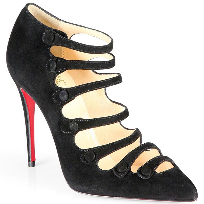 Christian Louboutin "Viennana" Strappy Pumps in Black Suede