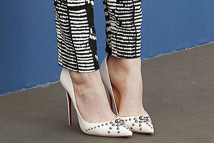 Emma Stone wearing Christian Louboutin Door Knock pumps