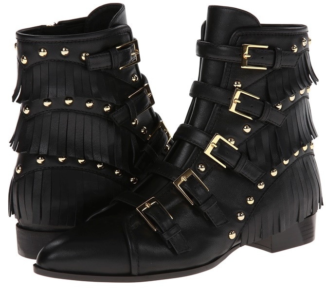 Giuseppe Zanotti Fringe Studded Buckled Boots Short Ankle