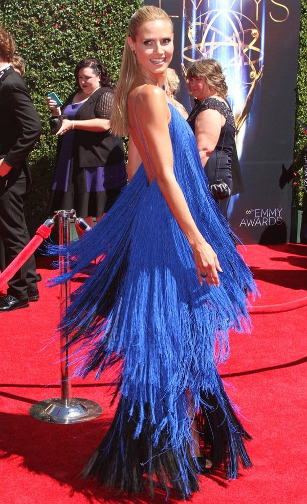 Heidi Klum accessorized with sapphire blue Lorraine Schwartz jewelry