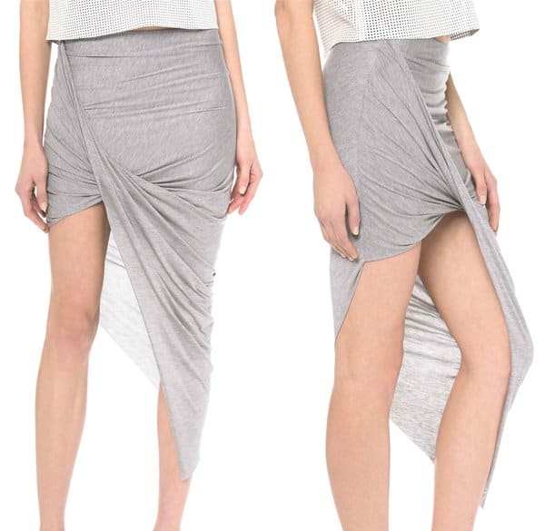 Helmut Lang Asymmetrical Wrap Skirt in Soft Grey Heather