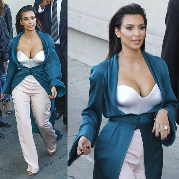 The waist of her coat was modified from the original Sergeenko runway look to give Kim Kardashian a more structured appearance at the waist