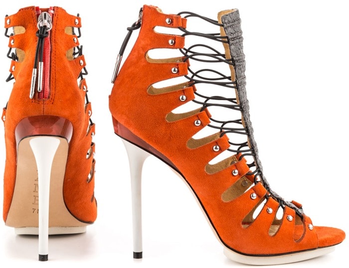 L.A.M.B. "Falyn" Cutout Booties Red