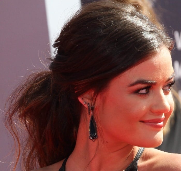 Lucy Hale wearing earrings by Graziela Gems and EF Collection