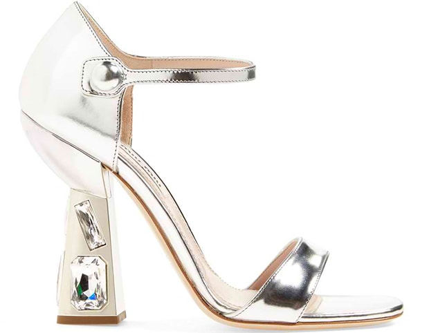 Miu Miu Jeweled-Heel Mary Jane Sandals