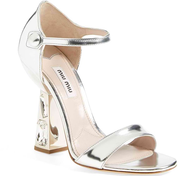 Miu Miu Jeweled-Heel Mary Jane Sandals