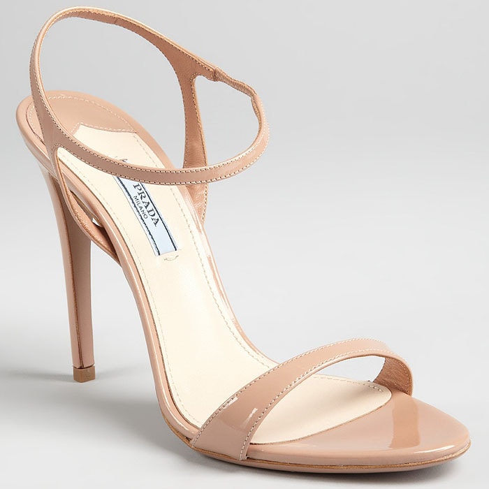 Prada nude patent ankle strap sandals