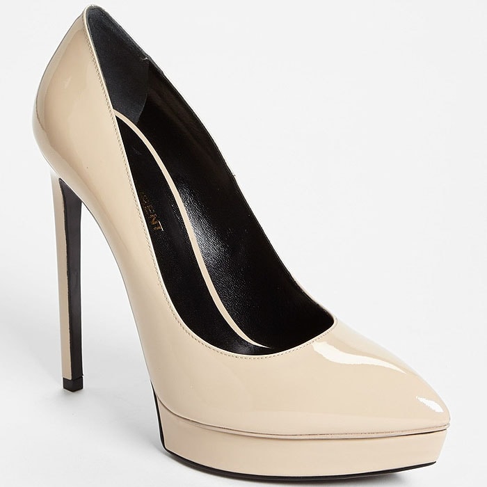 Saint Laurent Janis Pumps in Light Beige Patent Leather