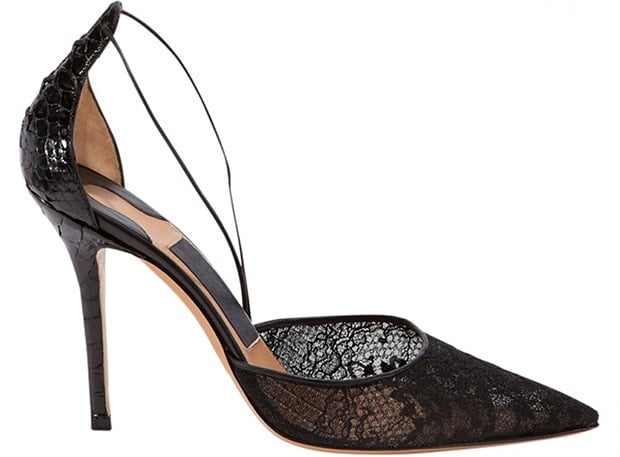 Salvatore Ferragamo Black Lace Pumps