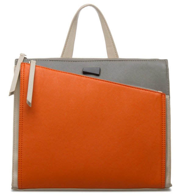 Color-Blocked Signature Carney Handbag