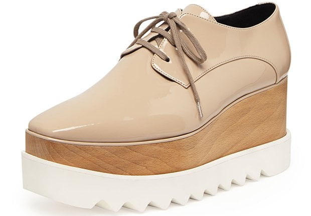 Stella McCartney Faux-Patent Platform Oxfords in Nude