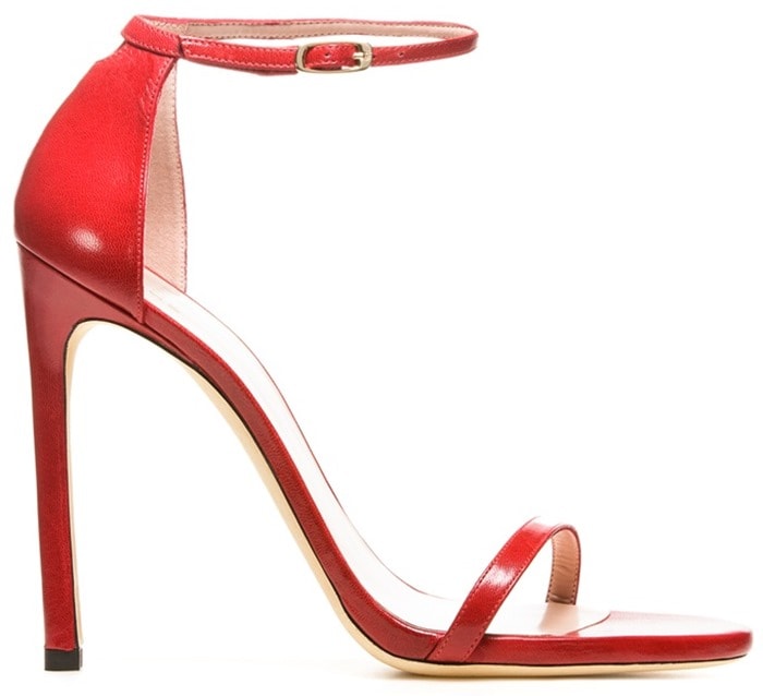 Stuart Weitzman Red Nudist Single Band Sandals