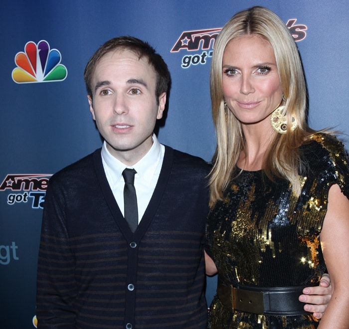 Taylor Williamson and Heidi Klum at America's Got Talent post-show at Radio City Music Hall in New York City on August 21, 2014