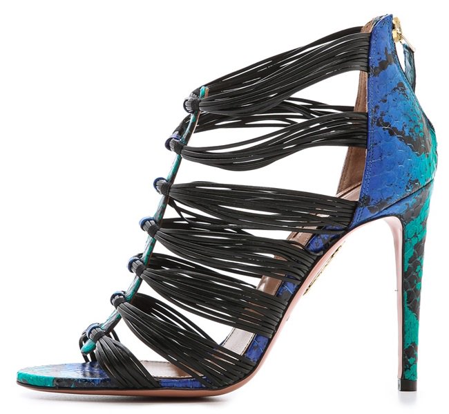 Aquazzura "Xena" Snakeskin Strappy Sandals