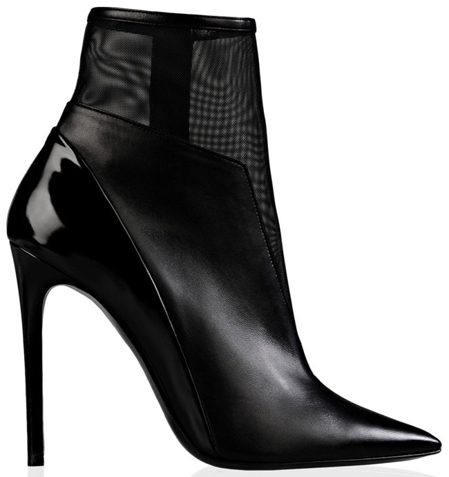 Barbara Bui Mesh-and-Leather Pointy Ankle Boots