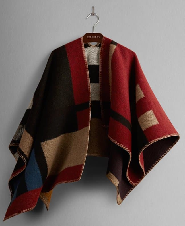 Burberry Colorblock Check Blanket Poncho