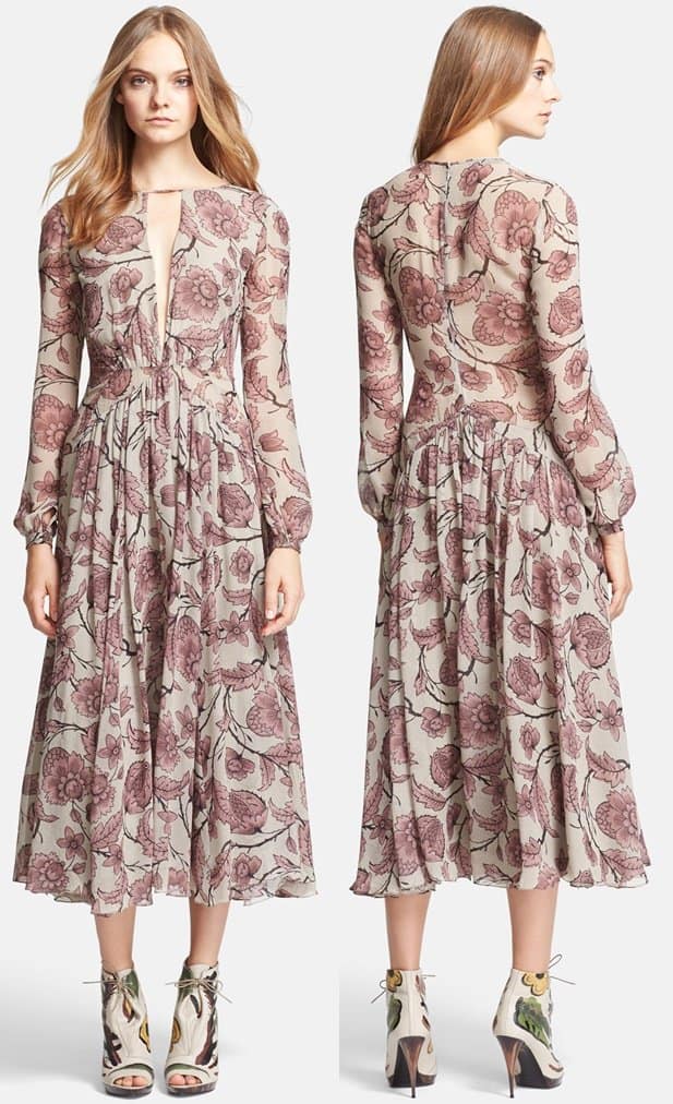 Burberry Prorsum Washed Silk Midi Dress